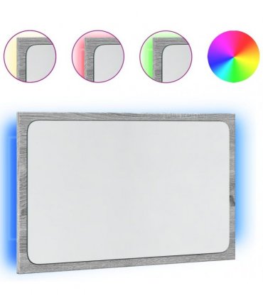 vidaXL LED Bathroom Mirror Grey Sonoma 60x8.5x38 cm Engineered Wood