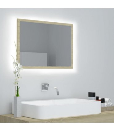 vidaXL LED Bathroom Mirror Sonoma Oak 60x8.5x37 cm Acrylic
