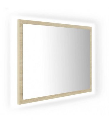vidaXL LED Bathroom Mirror Sonoma Oak 60x8.5x37 cm Acrylic