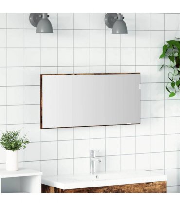 vidaXL Mirror Wall-mounted Brown 80 x 37 cm Glass and Engineered Wood — Colour: Smoked oak