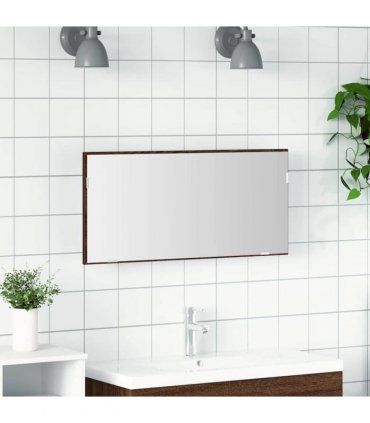 vidaXL Mirror Brown oak 80 x 37 cm Glass and Engineered Wood