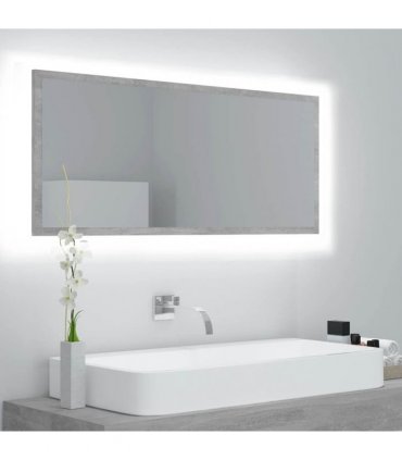 vidaXL LED Bathroom Mirror Concrete Grey 100x8.5x37 cm Acrylic