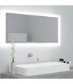 vidaXL LED Bathroom Mirror Concrete Grey 100x8.5x37 cm Acrylic