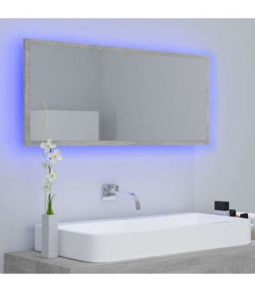 vidaXL LED Bathroom Mirror Concrete Grey 100x8.5x37 cm Acrylic