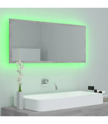 vidaXL LED Bathroom Mirror Concrete Grey 100x8.5x37 cm Acrylic