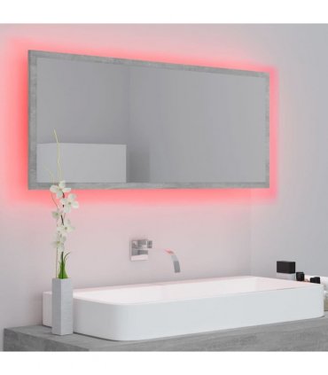 vidaXL LED Bathroom Mirror Concrete Grey 100x8.5x37 cm Acrylic