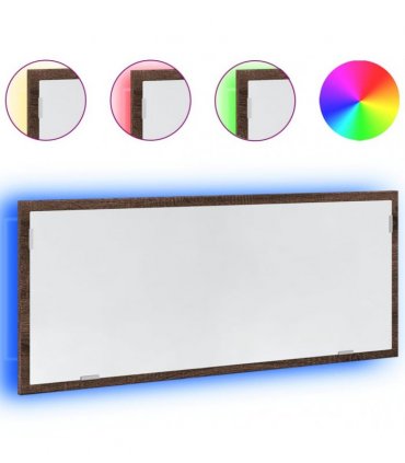 vidaXL LED Bathroom Mirror Brown Oak 100x8.5x37 cm Engineered Wood