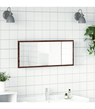 vidaXL LED Bathroom Mirror Brown Oak 100x8.5x37 cm Engineered Wood