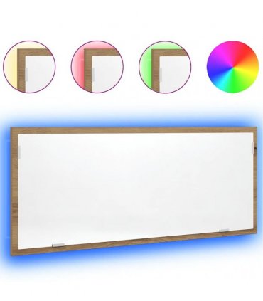 vidaXL LED Bathroom Mirror Artisan Oak 100x8.5x37 cm Engineered Wood
