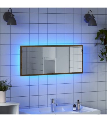 vidaXL LED Bathroom Mirror Artisan Oak 100x8.5x37 cm Engineered Wood