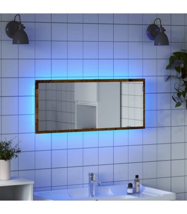 vidaXL LED Bathroom Mirror Old Wood 100x8.5x37 cm Engineered Wood