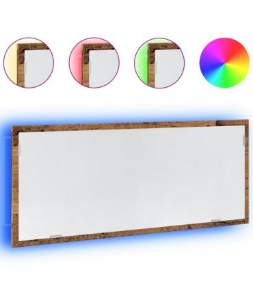 vidaXL LED Bathroom Mirror Old Wood 100x8.5x37 cm Engineered Wood