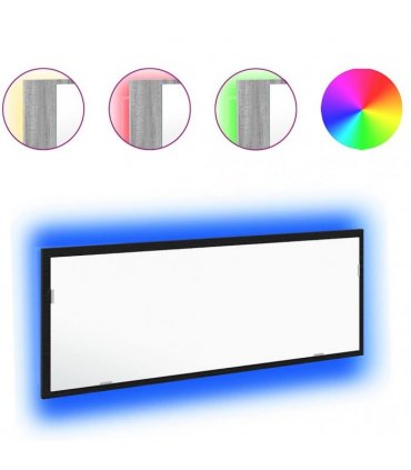 vidaXL LED Bathroom Mirror Black Oak 100 x 8.5 x 37 cm Glass