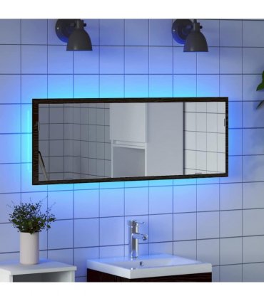 vidaXL LED Bathroom Mirror Black Oak 100 x 8.5 x 37 cm Glass