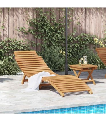 vidaXL Sun Lounger Brown 198 x 55 x 58.5 cm Solid Teak Wood — Size: 185.5 x 55 x 58.5 cm, Model: 1x sunlounger