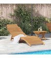 vidaXL Sun Lounger Brown 198 x 55 x 58.5 cm Solid Teak Wood — Size: 185.5 x 55 x 58.5 cm, Model: 1x sunlounger