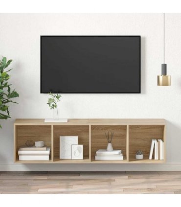 vidaXL Wall-mounted TV Cabinet Sonoma Oak 37x37x142.5 cm Engineered Wood