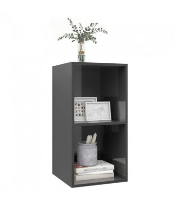 vidaXL Wall-mounted TV Cabinet High Gloss Grey 37x37x72 cm Engineered Wood