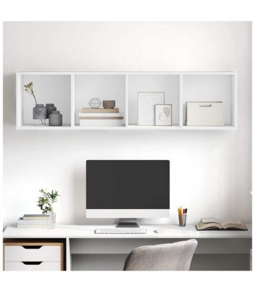 vidaXL Wall-mounted TV Cabinet White 37x37x142.5 cm Engineered Wood