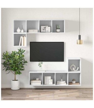 vidaXL Wall-mounted TV Cabinet White 37x37x142.5 cm Engineered Wood