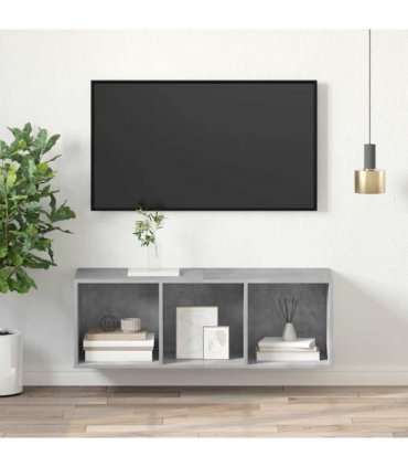 vidaXL Wall-mounted TV Cabinet Concrete Grey 37x37x107 cm Engineered Wood