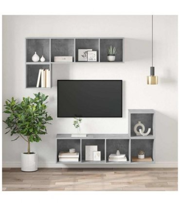 vidaXL Wall-mounted TV Cabinet Concrete Grey 37x37x107 cm Engineered Wood