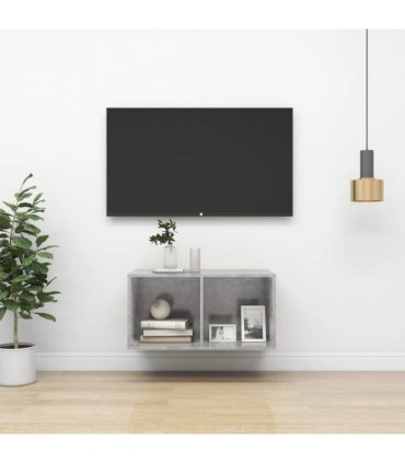 vidaXL Wall-mounted TV Cabinet Concrete Grey 37x37x72 cm Engineered Wood