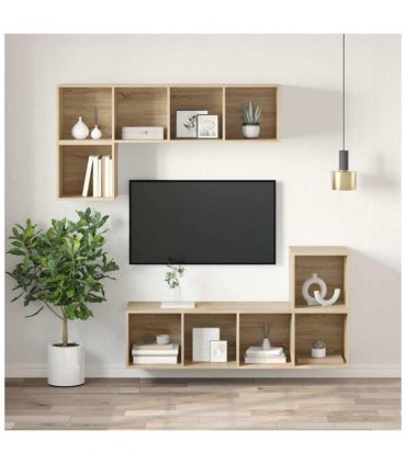 vidaXL Wall-mounted TV Cabinet Sonoma Oak 37x37x107 cm Engineered Wood