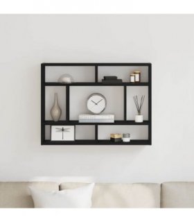 vidaXL Wall Shelf Black Oak 75x16x55 cm Engineered Wood