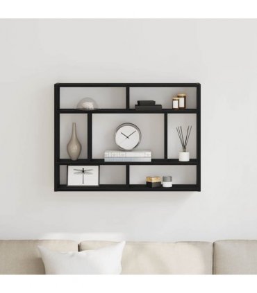 vidaXL Wall Shelf Black Oak 75x16x55 cm Engineered Wood