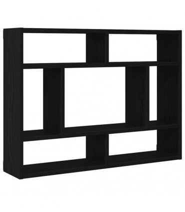 vidaXL Wall Shelf Black Oak 75x16x55 cm Engineered Wood