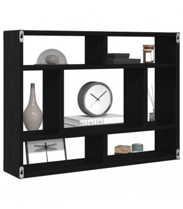 vidaXL Wall Shelf Black Oak 75x16x55 cm Engineered Wood