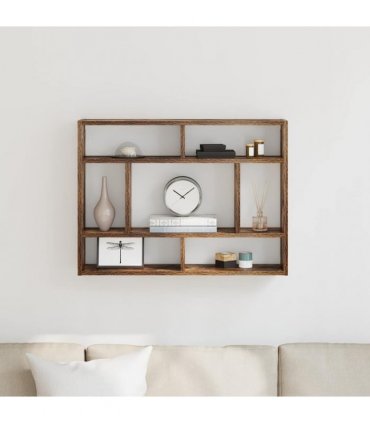 vidaXL Wall Shelf Smoked Oak 75x16x55 cm Engineered Wood