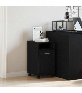 vidaXL Wheeled Side Cabinet Black Oak 33 x 38 x 60 cm Engineered Wood