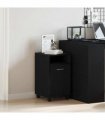 vidaXL Wheeled Side Cabinet Black Oak 33 x 38 x 60 cm Engineered Wood