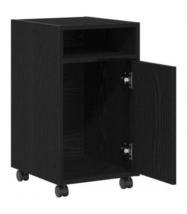 vidaXL Wheeled Side Cabinet Black Oak 33 x 38 x 60 cm Engineered Wood