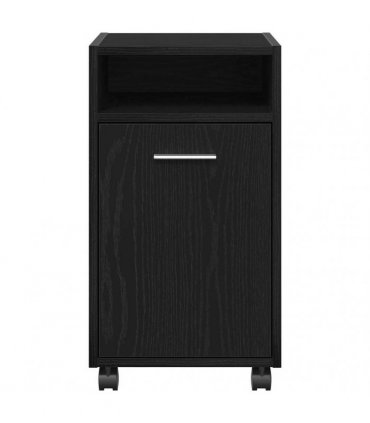 vidaXL Wheeled Side Cabinet Black Oak 33 x 38 x 60 cm Engineered Wood