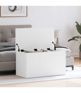 vidaXL Storage Chest White 84x42x46 cm Engineered Wood — Size: 84 x 42 x 46 cm