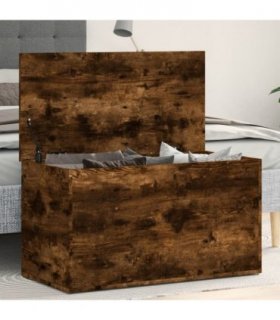 vidaXL Storage Chest Smoked Oak 84x42x46 cm Engineered Wood — Size: 84 x 42 x 46 cm