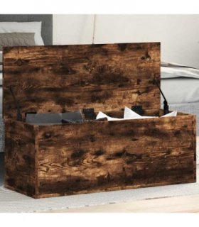 vidaXL Storage Box Smoked Oak 90x35x35 cm Engineered Wood — Size: 90 x 35 x 35 cm