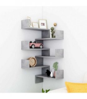 vidaXL Wall Corner Shelf 2 pcs Concrete Grey 40x40x50 cm Engineered Wood
