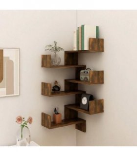 vidaXL Wall Corner Shelves 2 pcs Smoked Oak 40x40x50 cm Engineered Wood