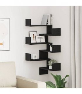 vidaXL Wall Shelf 2 pcs Black Oak 40 x 40 x 49.5 cm Engineered Wood