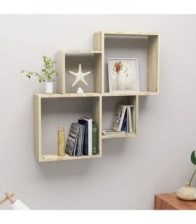 vidaXL Wall Cube Shelf Sonoma Oak 80x15x78.5 cm Engineered Wood