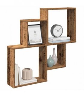 vidaXL Wall Shelf Old Wood 80x15x78.5 cm Engineered Wood