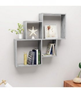 vidaXL Wall Cube Shelf Concrete Grey 80x15x78.5 cm Engineered Wood