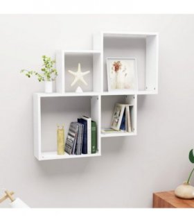 vidaXL Wall Cube Shelf White 80x15x78.5 cm Engineered Wood