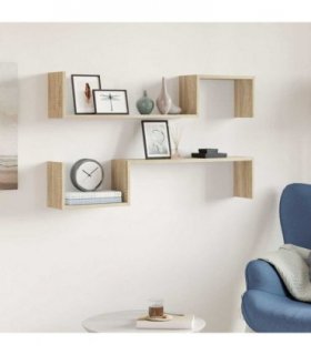 vidaXL Wall Shelf 2 pcs Sonoma Oak 100x15x20 cm Engineered Wood