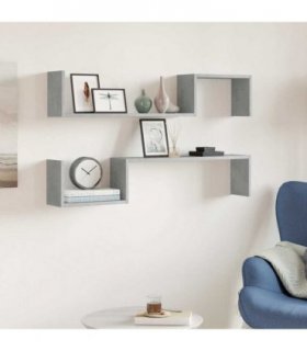vidaXL Wall Shelf 2 pcs Concrete Grey 100x15x20 cm Engineered Wood
