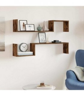vidaXL Wall Shelves 2 pcs Smoked Oak 100x15x20 cm Engineered Wood